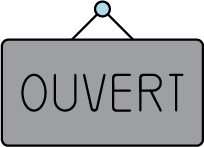 window sign that says ouvert